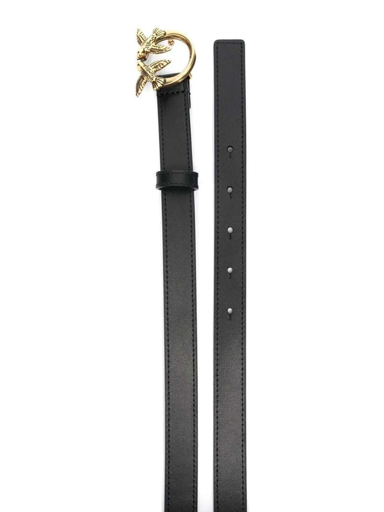 Love Birds Black Belt with Logo Buckle in Soft Silky Leather Woman alternative