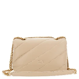 Love Classic Puff Beige Crossbody Bag with Diagonal Maxi Quilting in Leather Woman