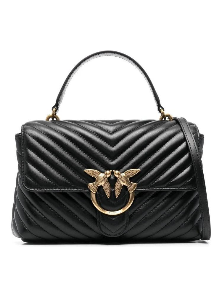 Lady Love Puff Black Handbag in Nappa Leather with Chevron Pattern Woman Pinko