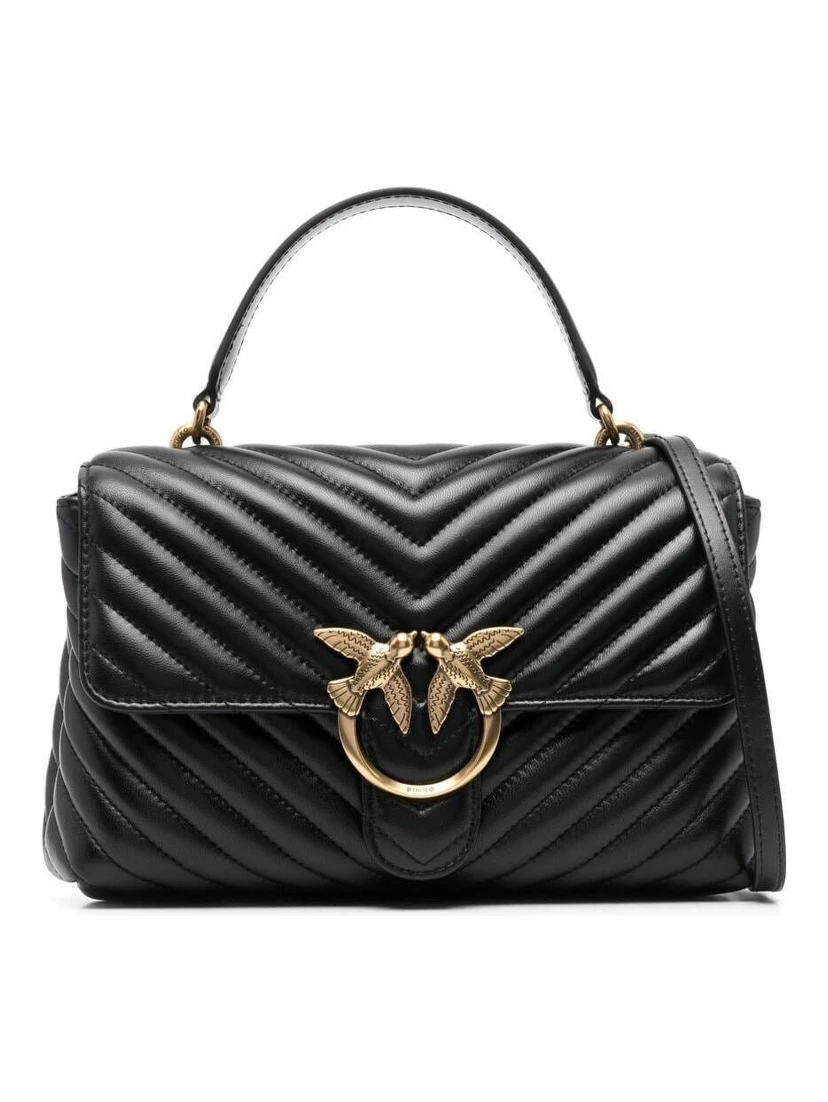 Lady Love Puff Black Handbag in Nappa Leather with Chevron Pattern Woman Pinko