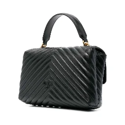 Lady Love Puff Black Handbag in Nappa Leather with Chevron Pattern Woman Pinko