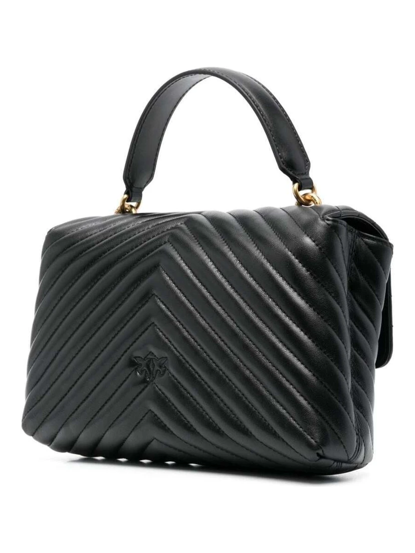 Lady Love Puff Black Handbag in Nappa Leather with Chevron Pattern Woman Pinko
