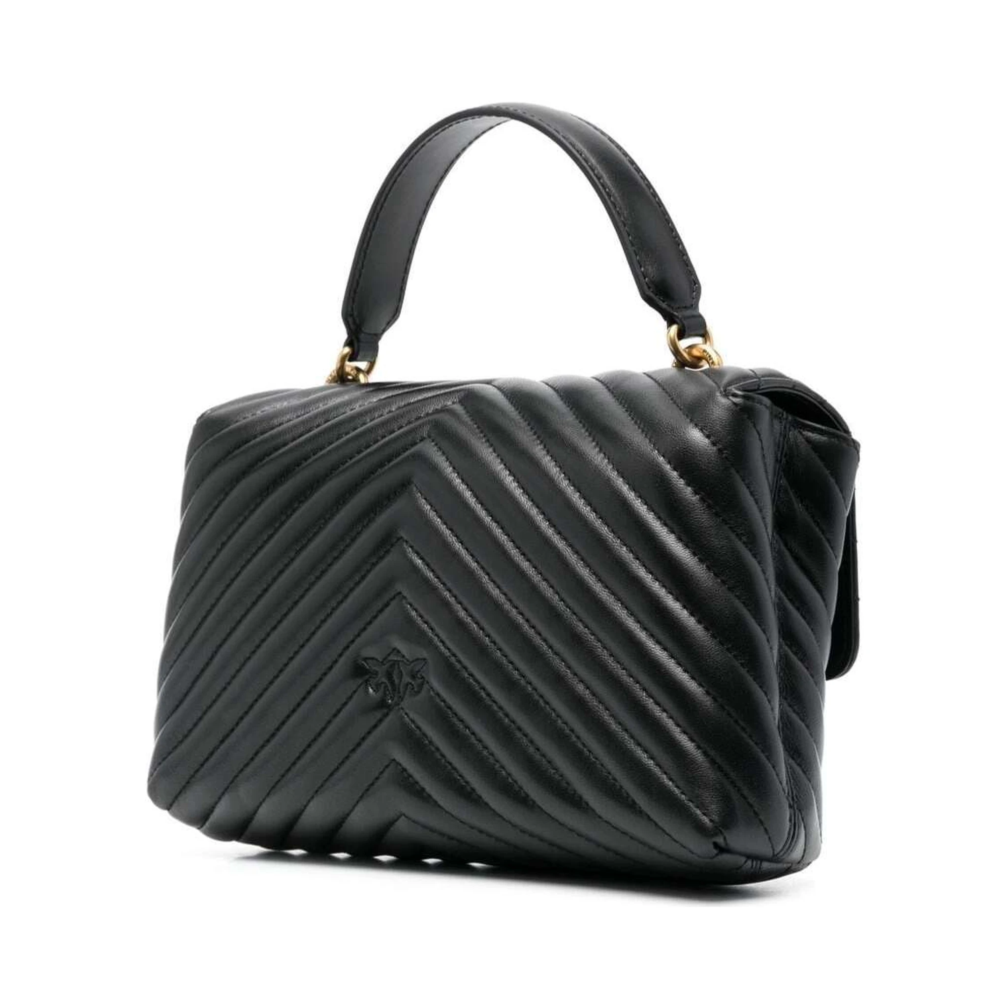 Lady Love Puff Black Handbag in Nappa Leather with Chevron Pattern Woman Pinko