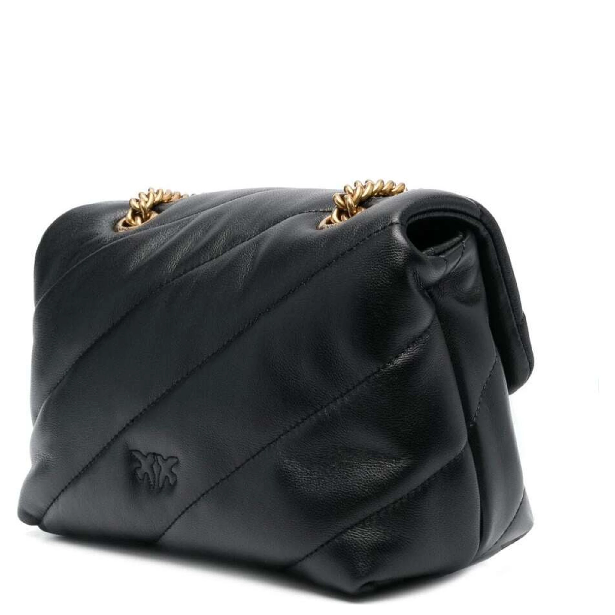 Love Classic Puff Black Shoulder Bag with Diagonal Maxi Quilting in Leather Woman