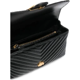 Lady Love Puff Black Handbag in Nappa Leather with Chevron Pattern Woman Pinko