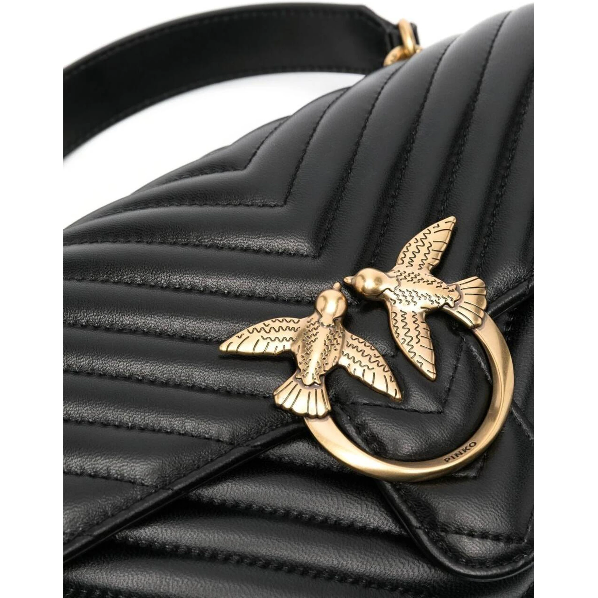 Lady Love Puff Black Handbag in Nappa Leather with Chevron Pattern Woman Pinko