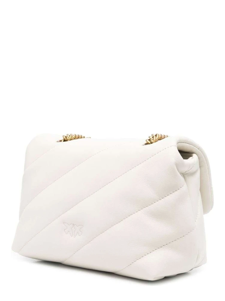 Love Classic Puff White Shoulder Bag with Diagonal Maxi Quilting in Leather Woman Pinko alternative