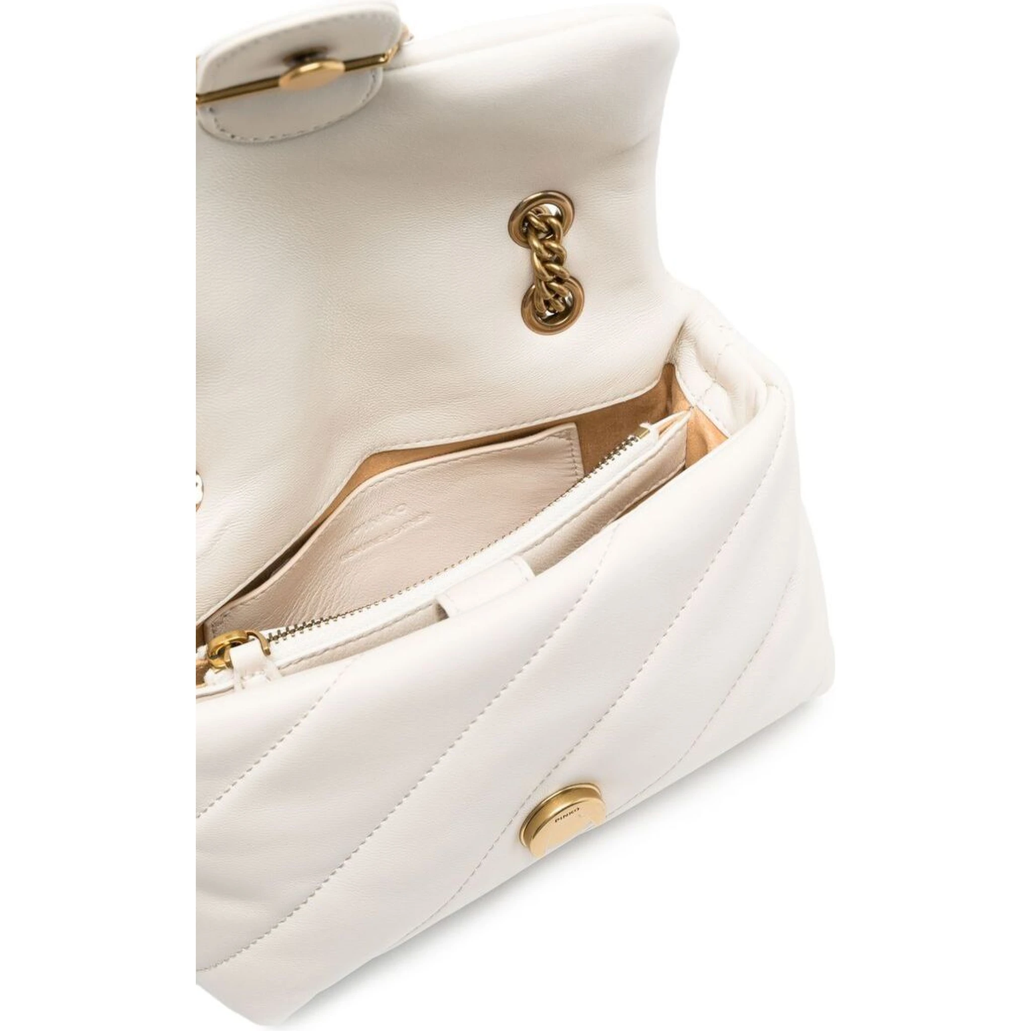 Love Classic Puff White Shoulder Bag with Diagonal Maxi Quilting in Leather Woman Pinko