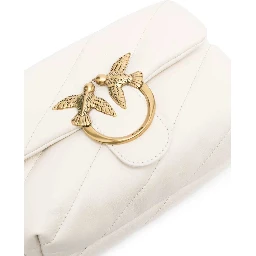Love Classic Puff White Shoulder Bag with Diagonal Maxi Quilting in Leather Woman Pinko