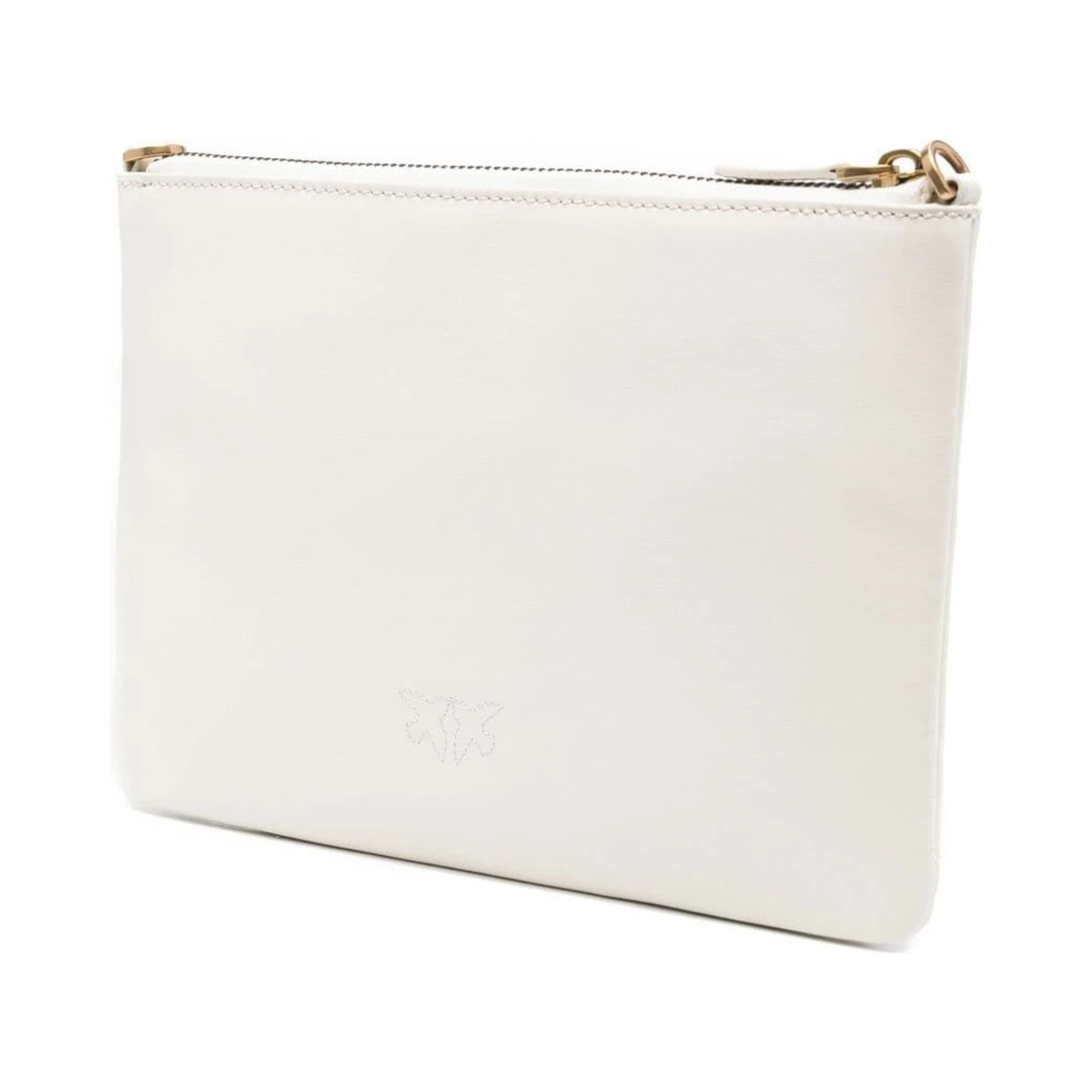 Flat Love Bag White Shoulder Bag with Logo Patch in Smooth Leather Woman Pinko