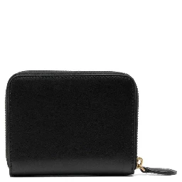 Black Zip-Around Wallet with Love Birds Detail in Leather Woman