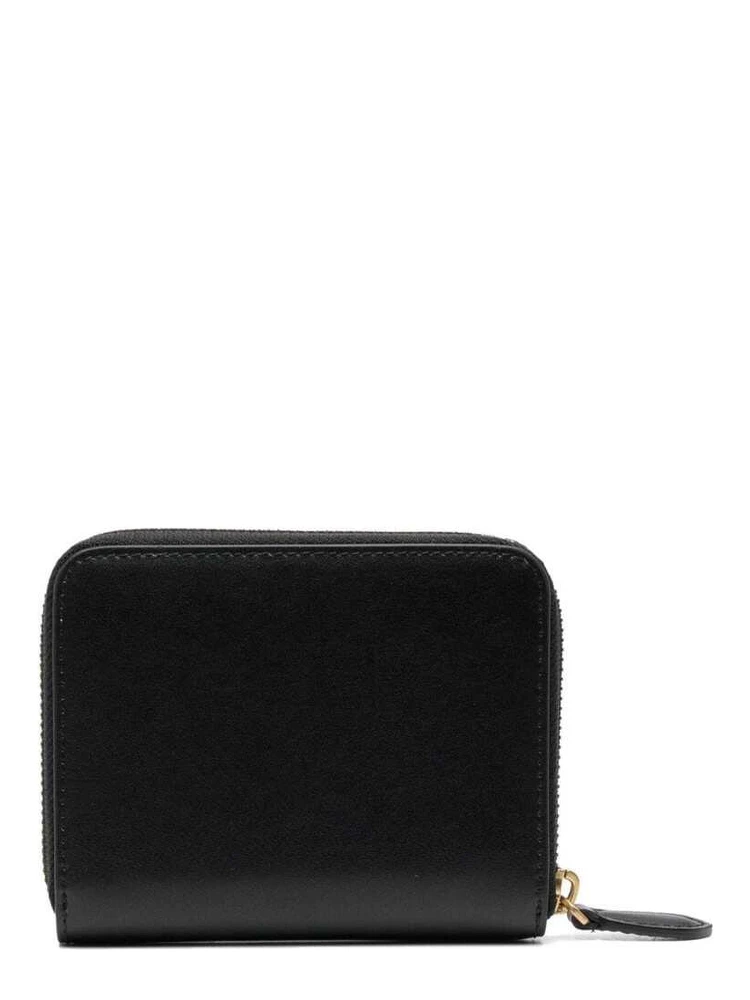 Black Zip-Around Wallet with Love Birds Detail in Leather Woman alternative