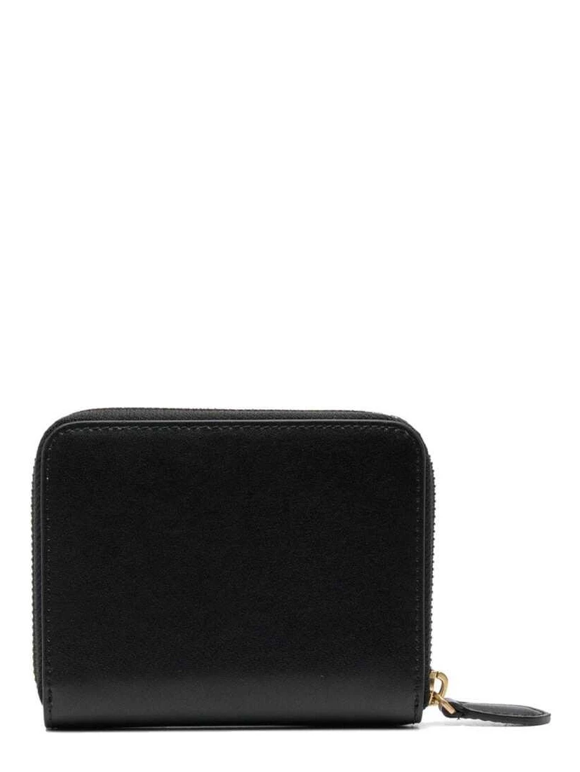 Black Zip-Around Wallet with Love Birds Detail in Leather Woman