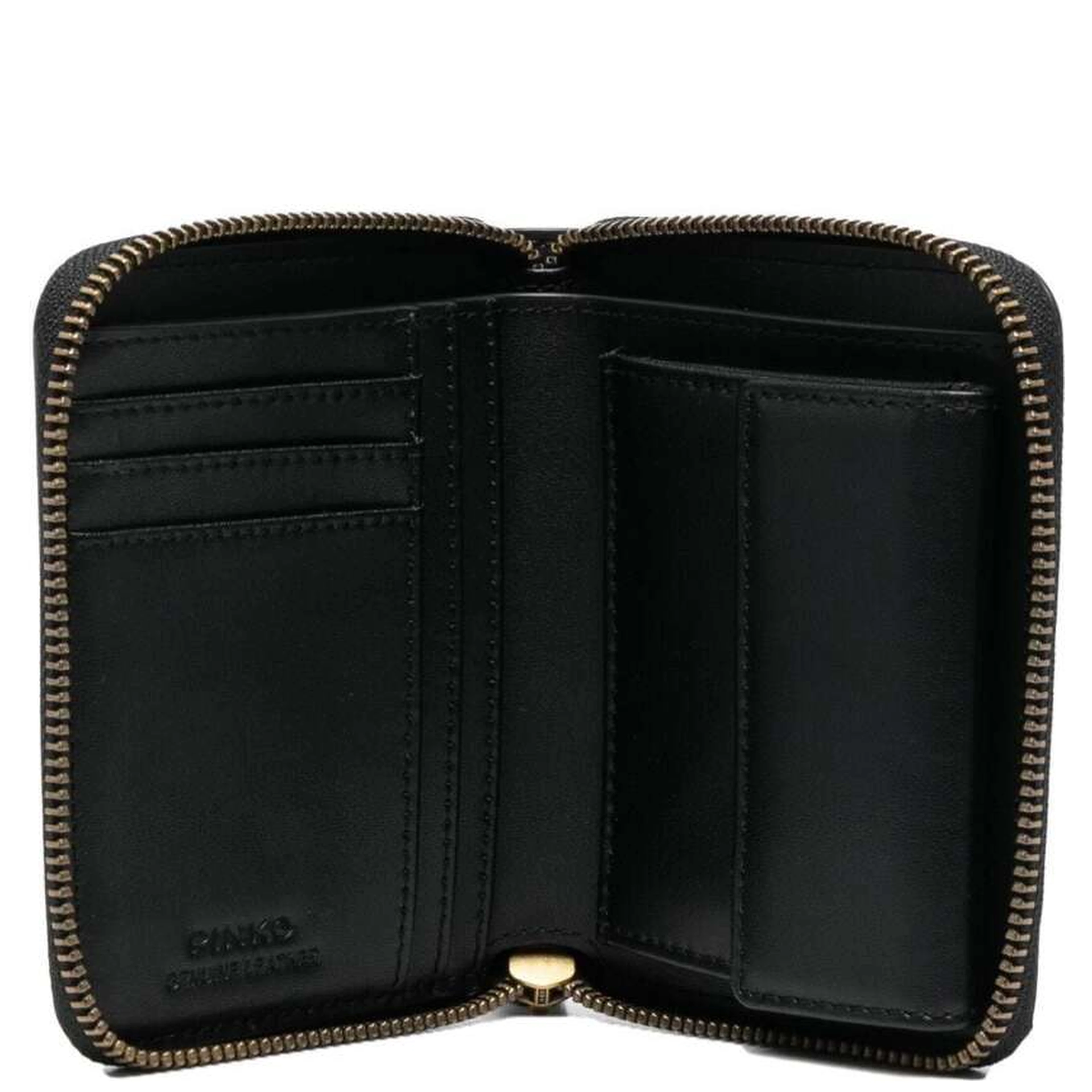 Black Zip-Around Wallet with Love Birds Detail in Leather Woman