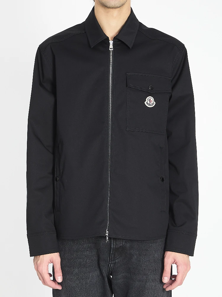 Shirt jacket in cotton blend gabardine