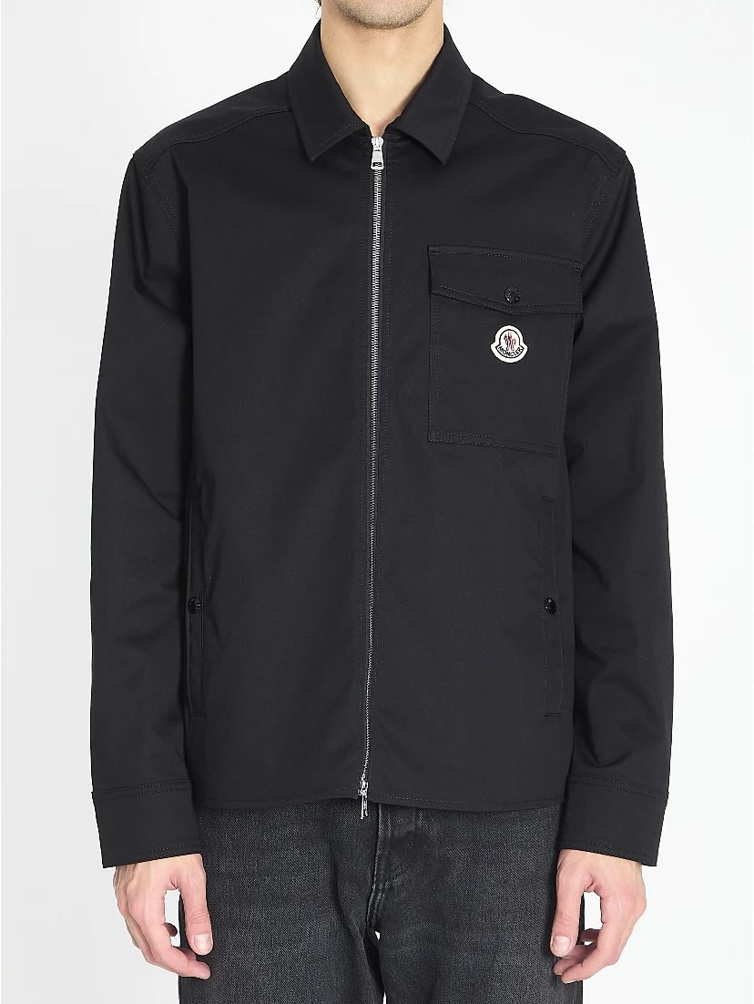 Shirt jacket in cotton blend gabardine