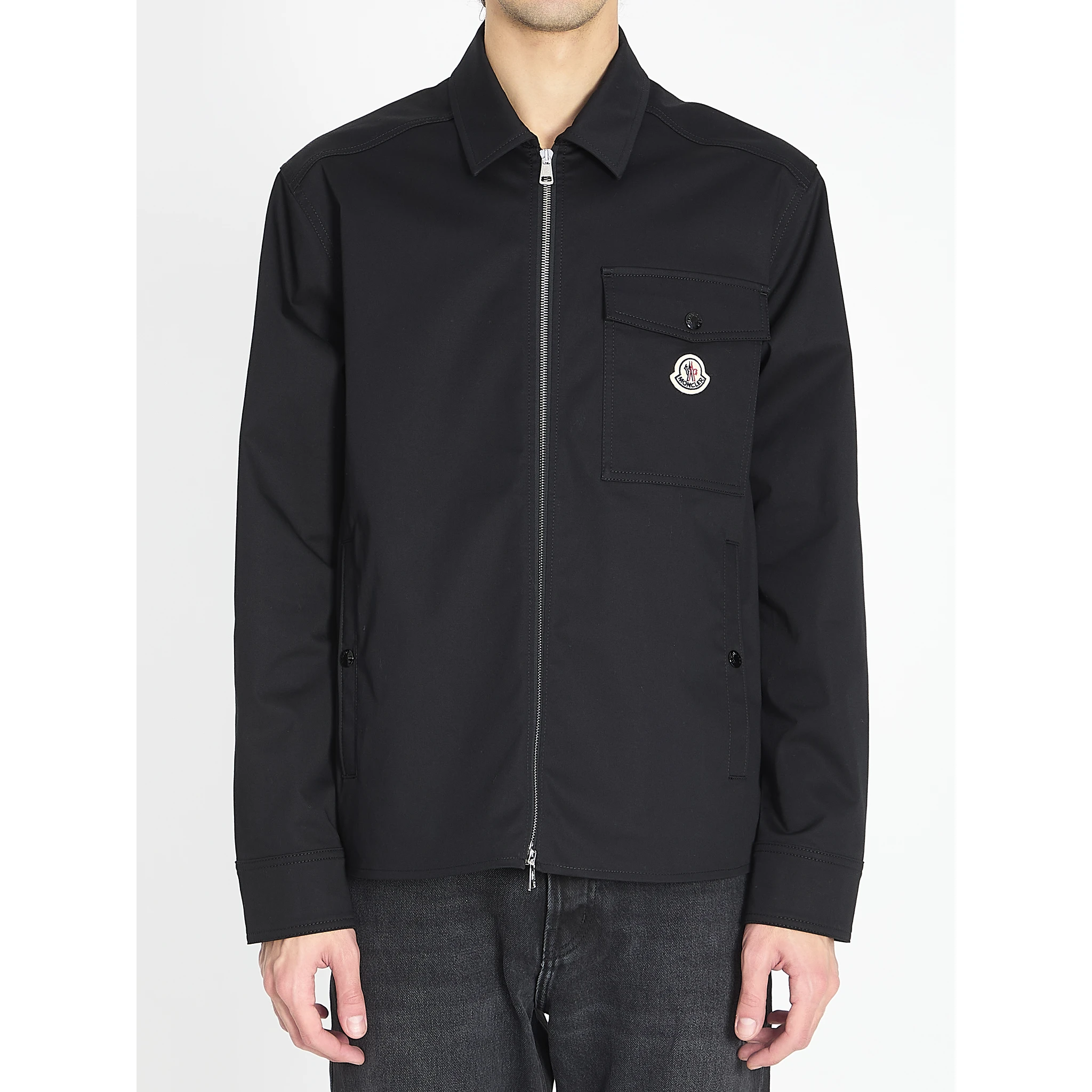 Shirt jacket in cotton blend gabardine