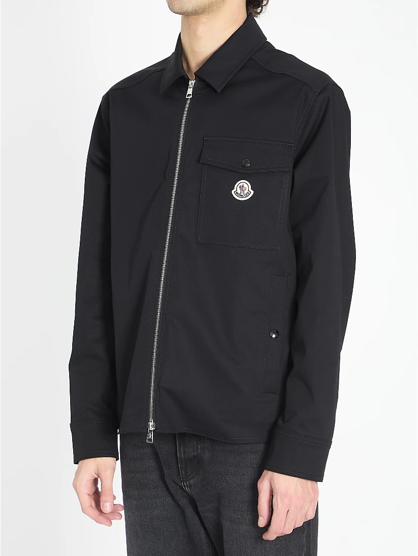 Shirt jacket in cotton blend gabardine