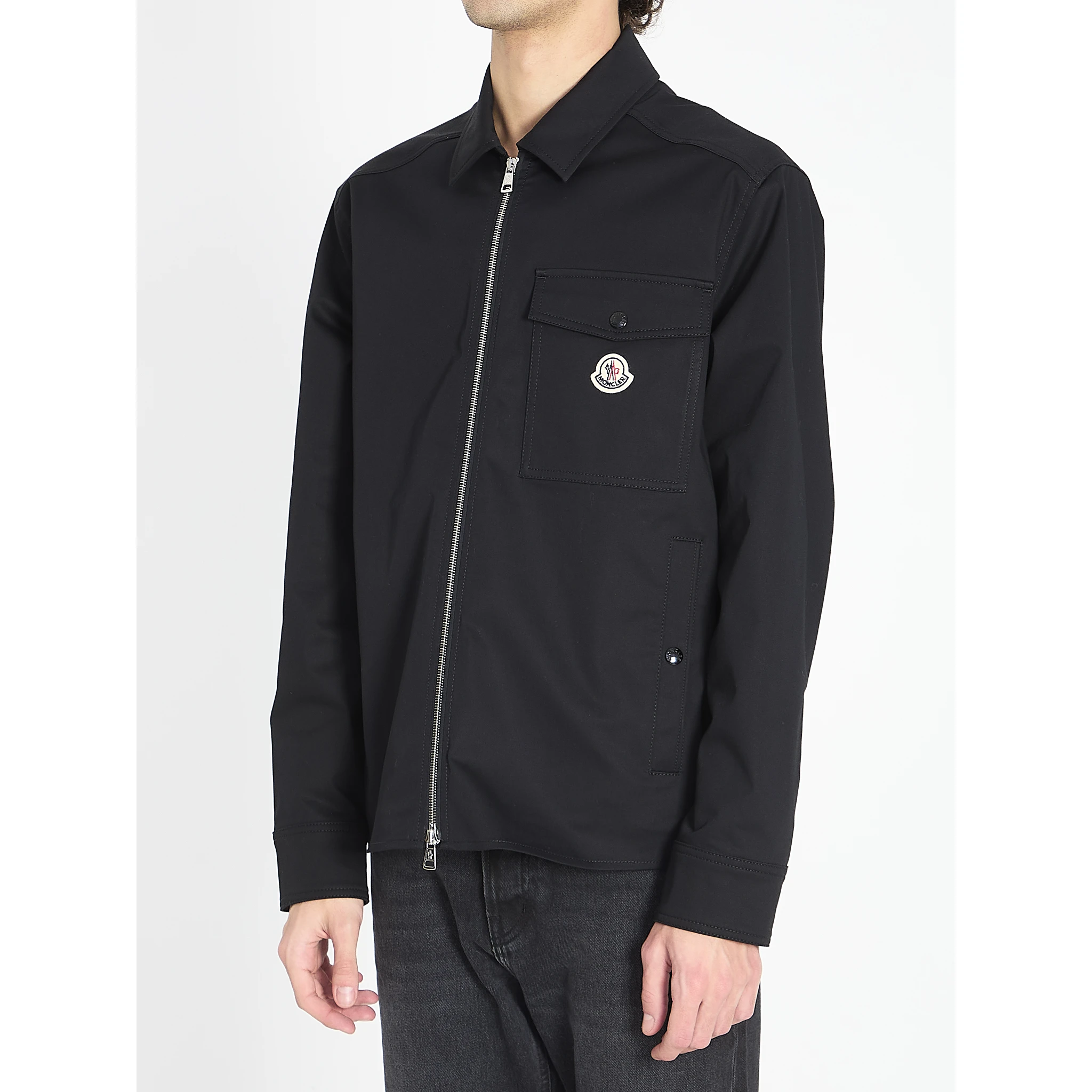 Shirt jacket in cotton blend gabardine