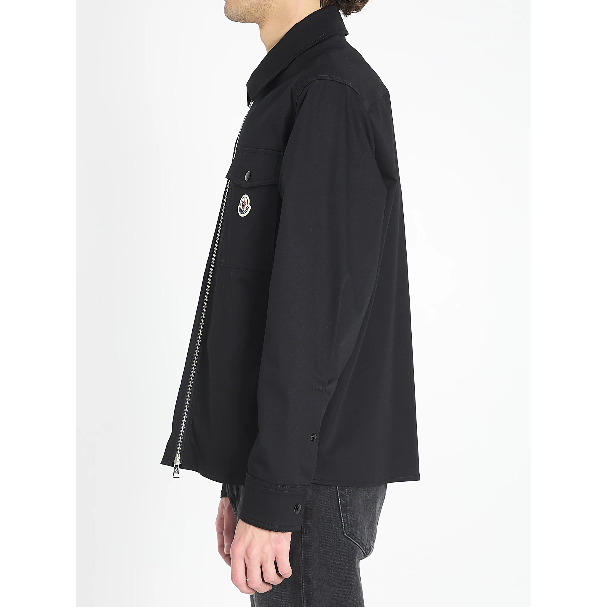 Shirt jacket in cotton blend gabardine