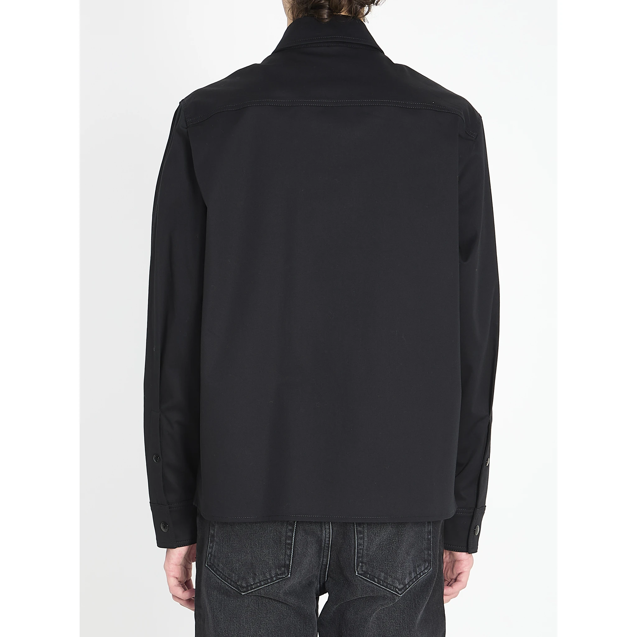 Shirt jacket in cotton blend gabardine