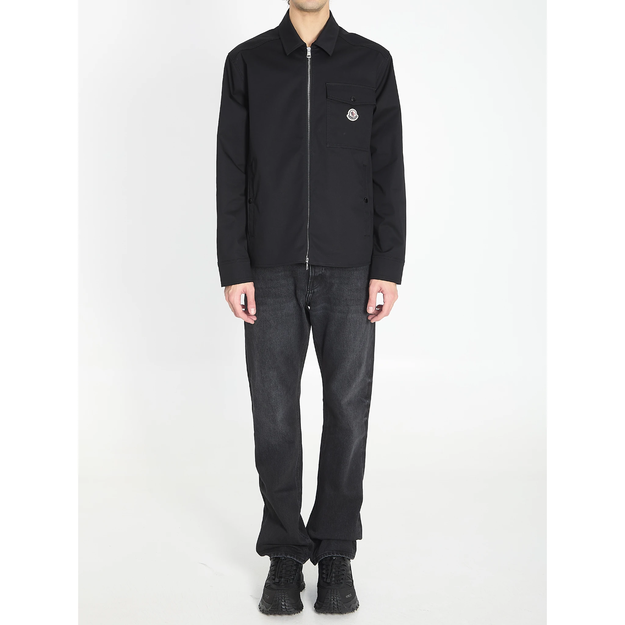 Shirt jacket in cotton blend gabardine