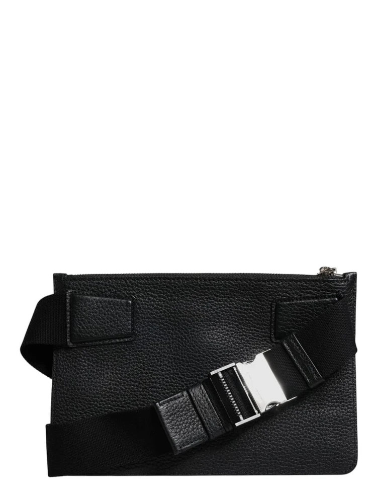 Black Leather Belt Bag
