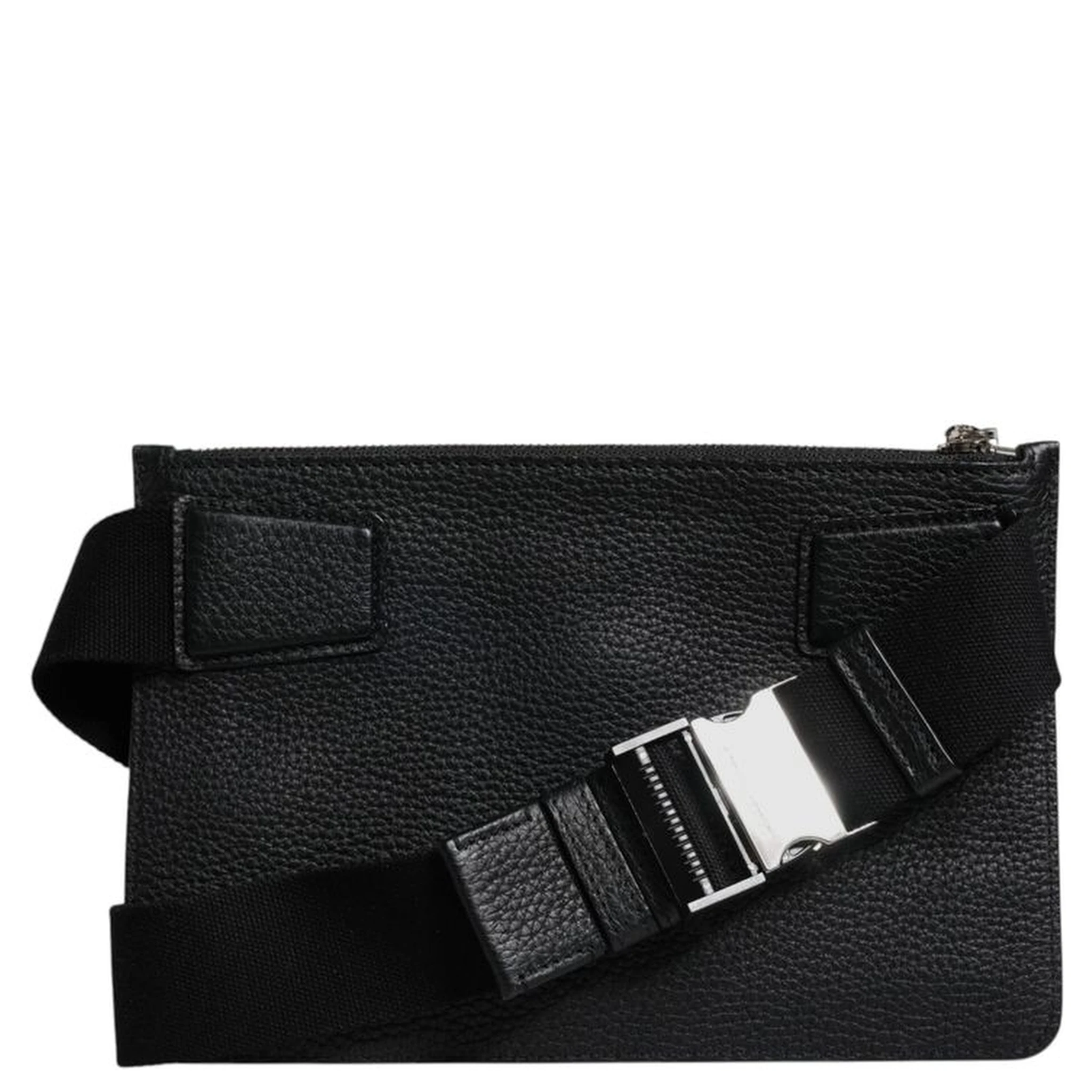 Black Leather Belt Bag