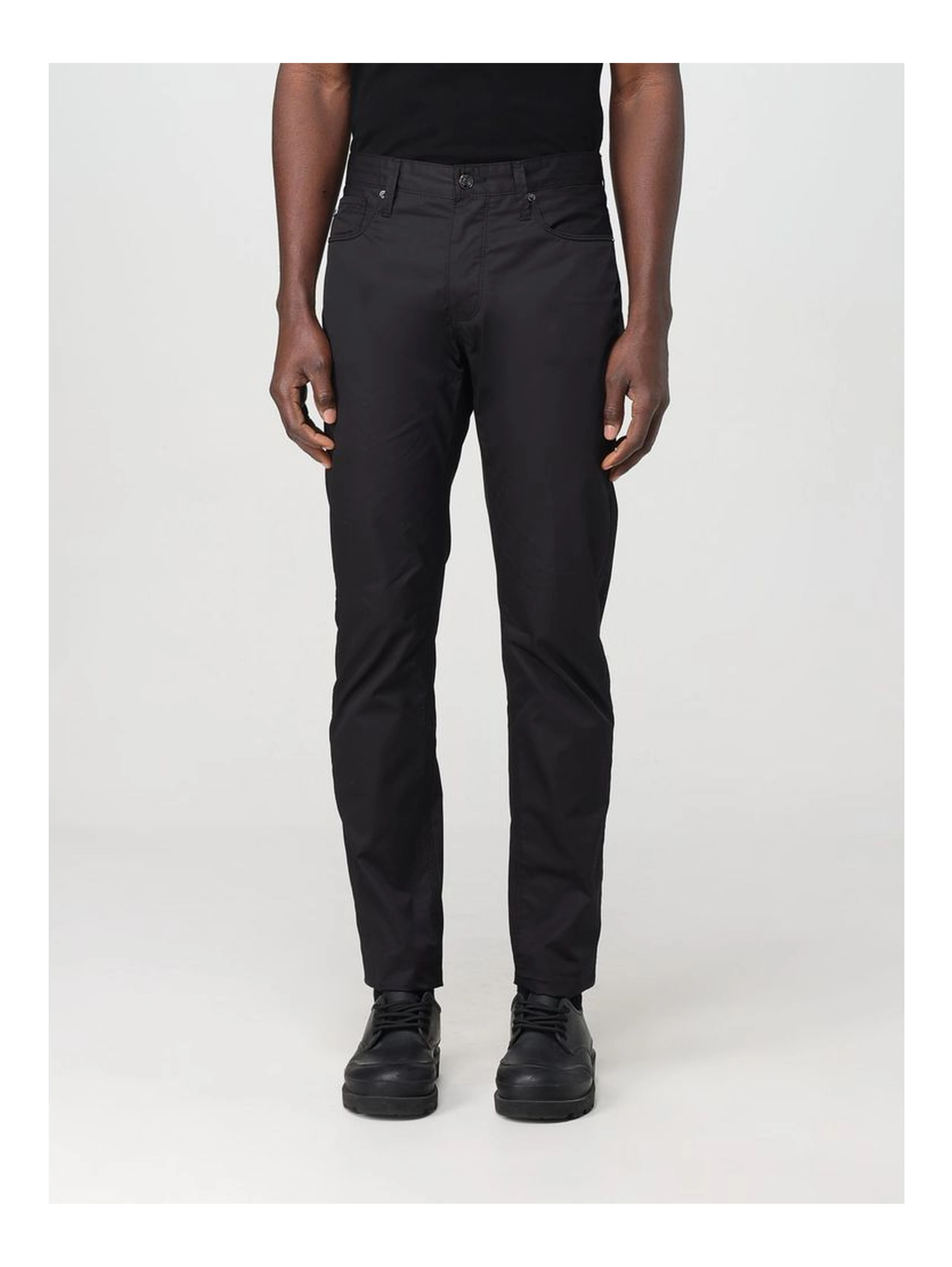 Black Cotton Casual Pants