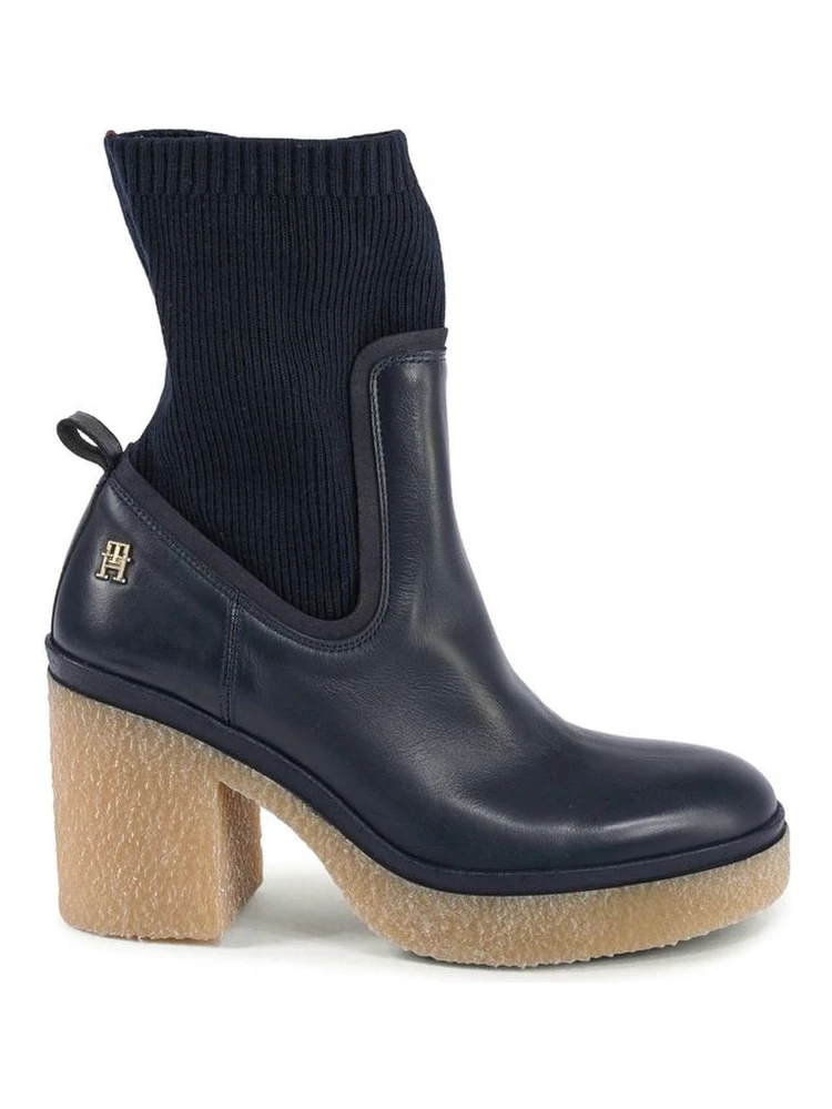 Blue Leather Ankle Boots