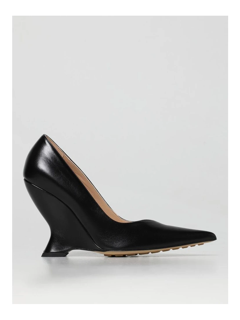 Black Leather High Heel Pumps