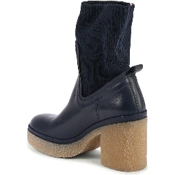 Blue Leather Ankle Boots