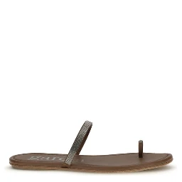 Brown Silk Flat Sandals