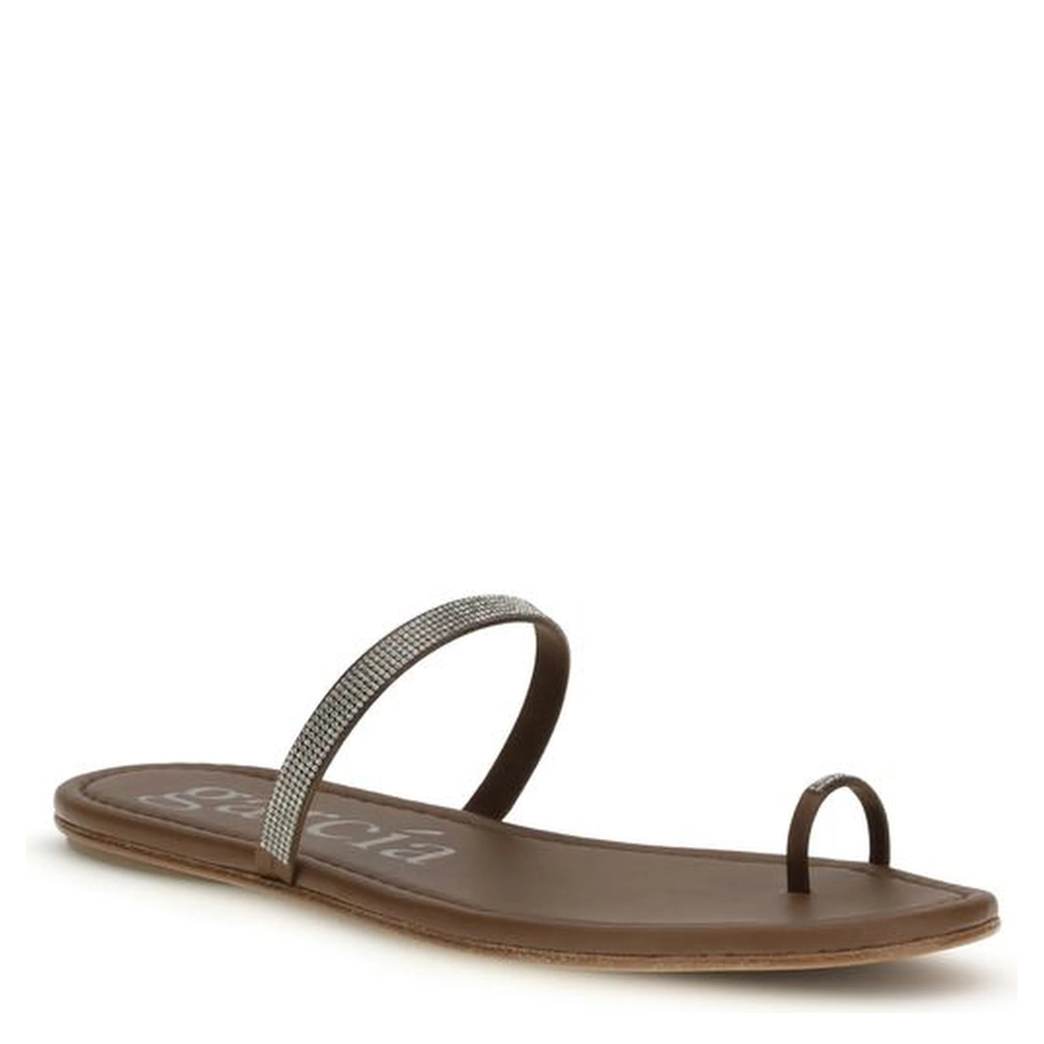 Brown Silk Flat Sandals