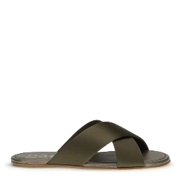 Brown Silk Flat Sandals