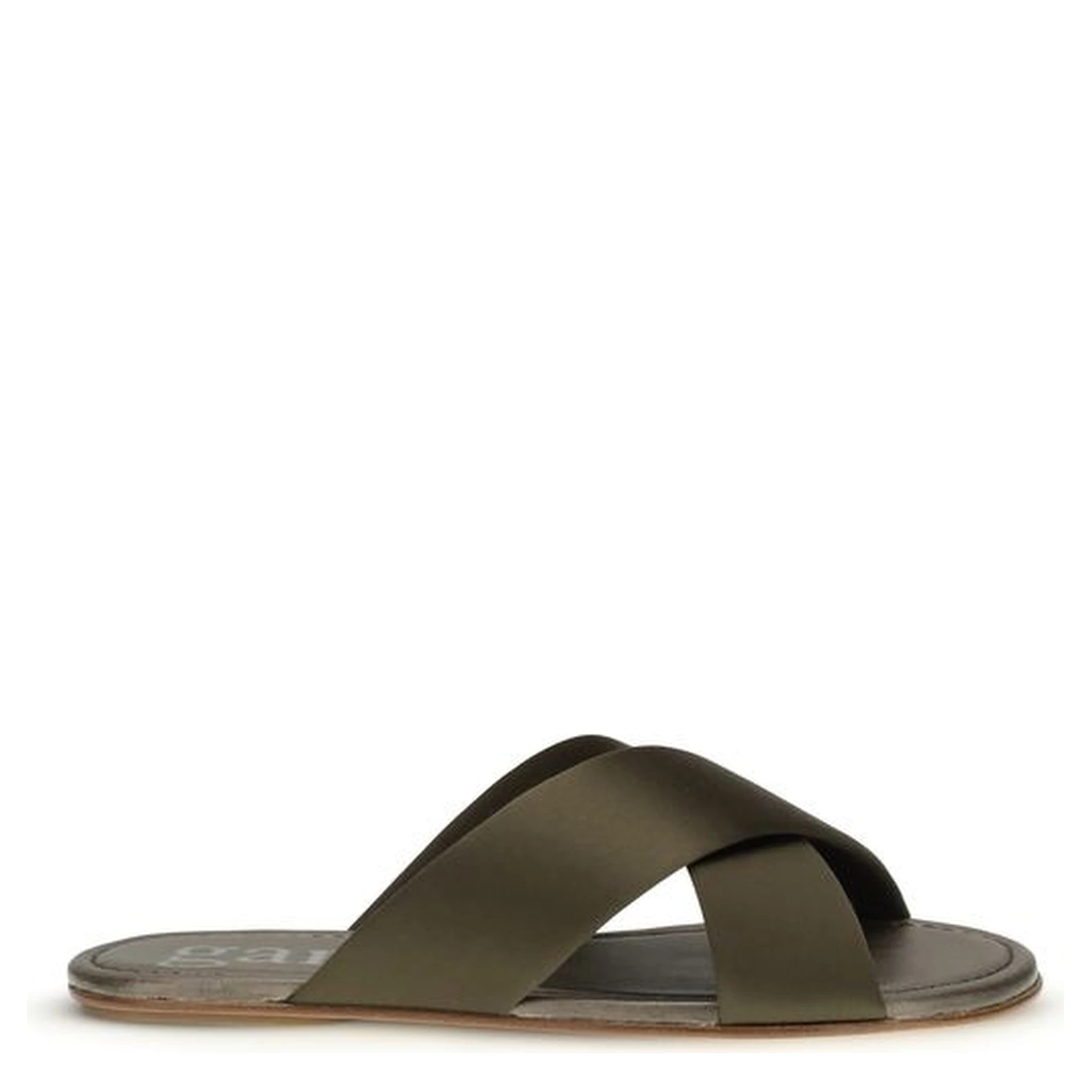 Brown Silk Flat Sandals