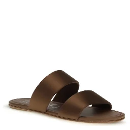 Brown Silk Flat Sandals