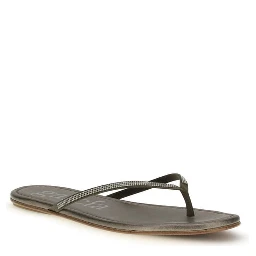 Bicolor Crystals Flat Sandals