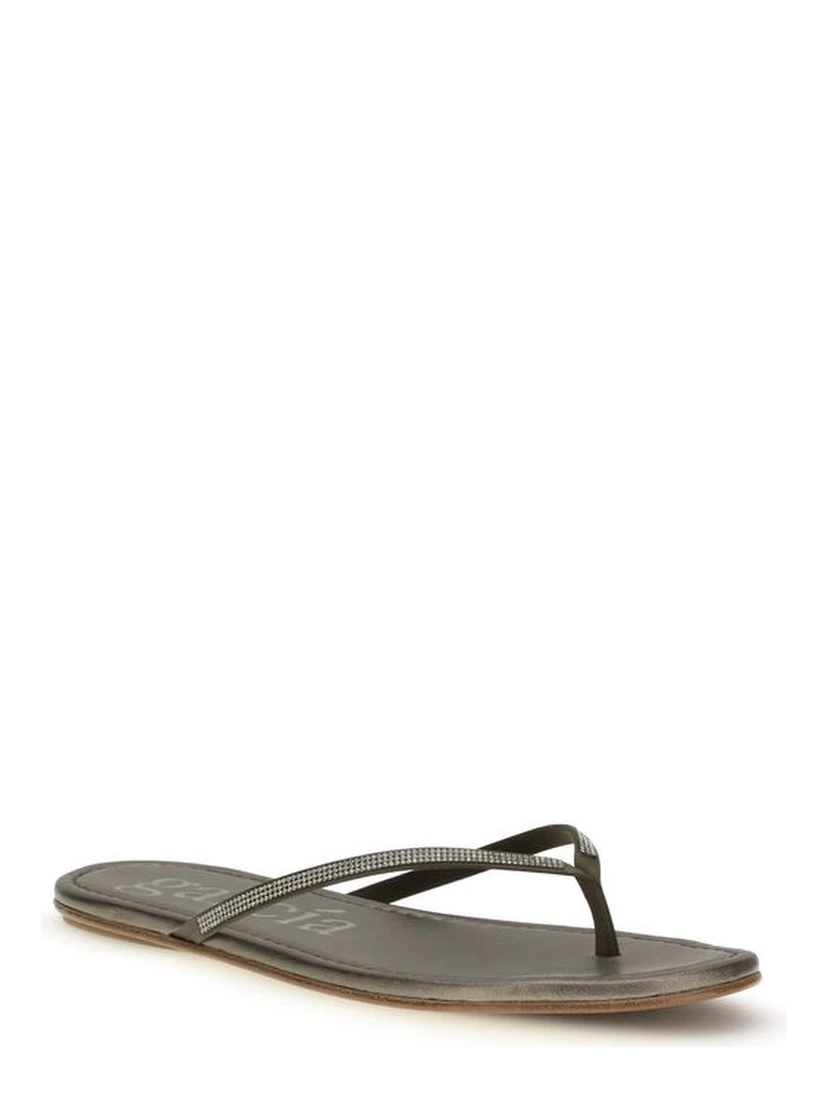 Bicolor Crystals Flat Sandals