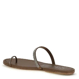 Brown Silk Flat Sandals