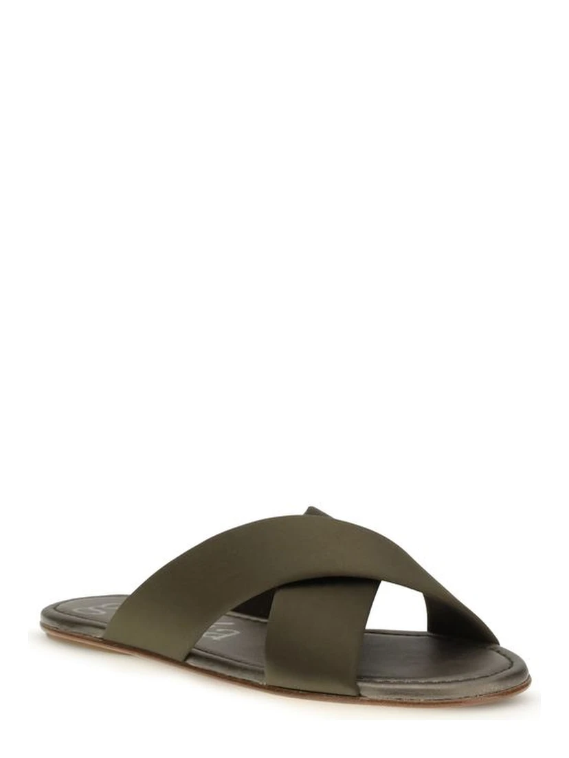Brown Silk Flat Sandals