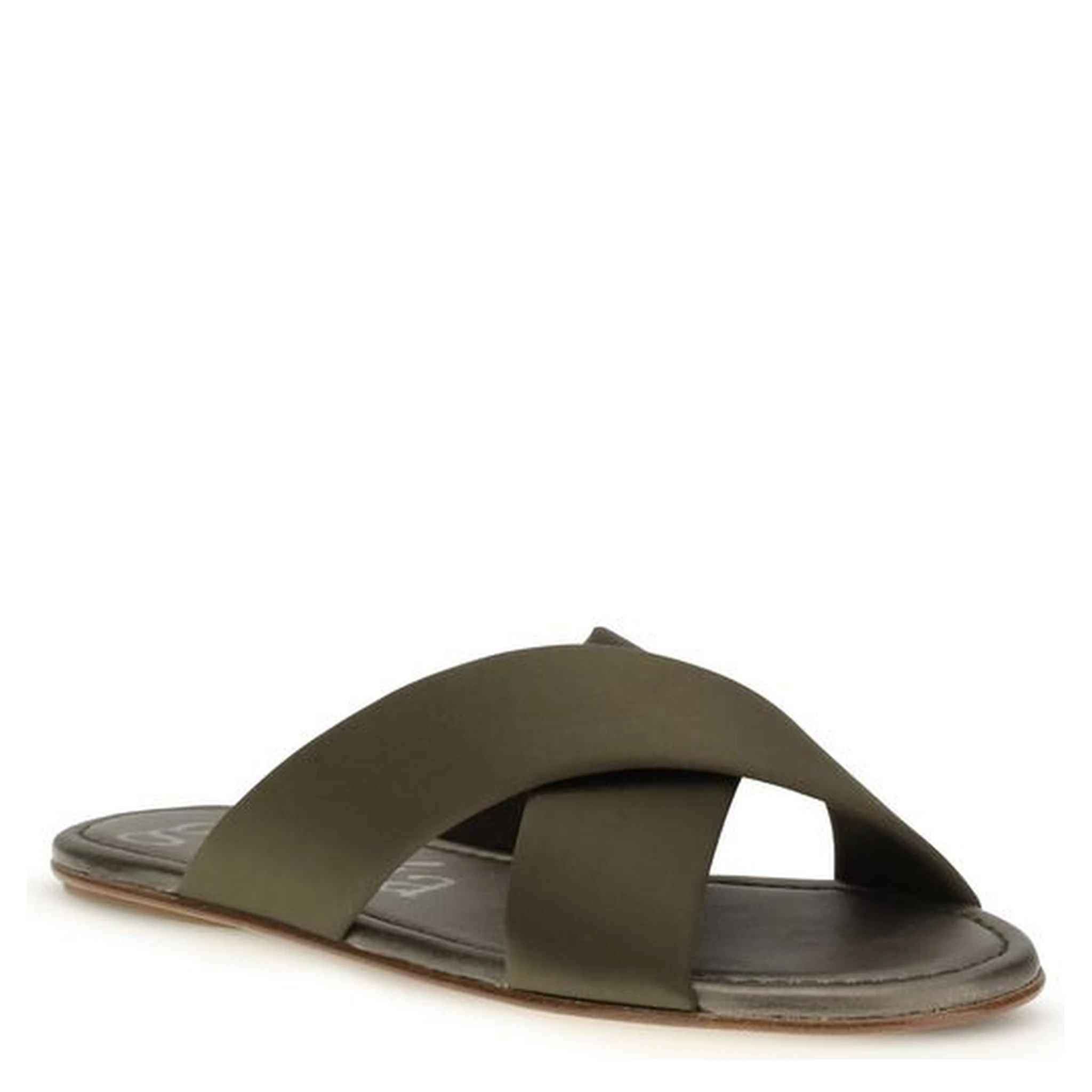 Brown Silk Flat Sandals