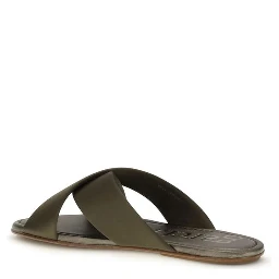 Brown Silk Flat Sandals