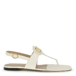 Cream Calf Leather Bos Taurus Flat Sandals