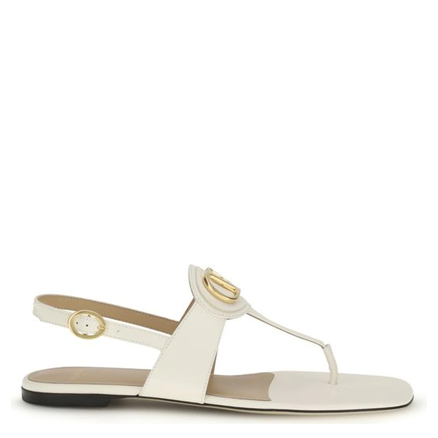 Cream Calf Leather Bos Taurus Flat Sandals