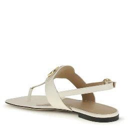Cream Calf Leather Bos Taurus Flat Sandals