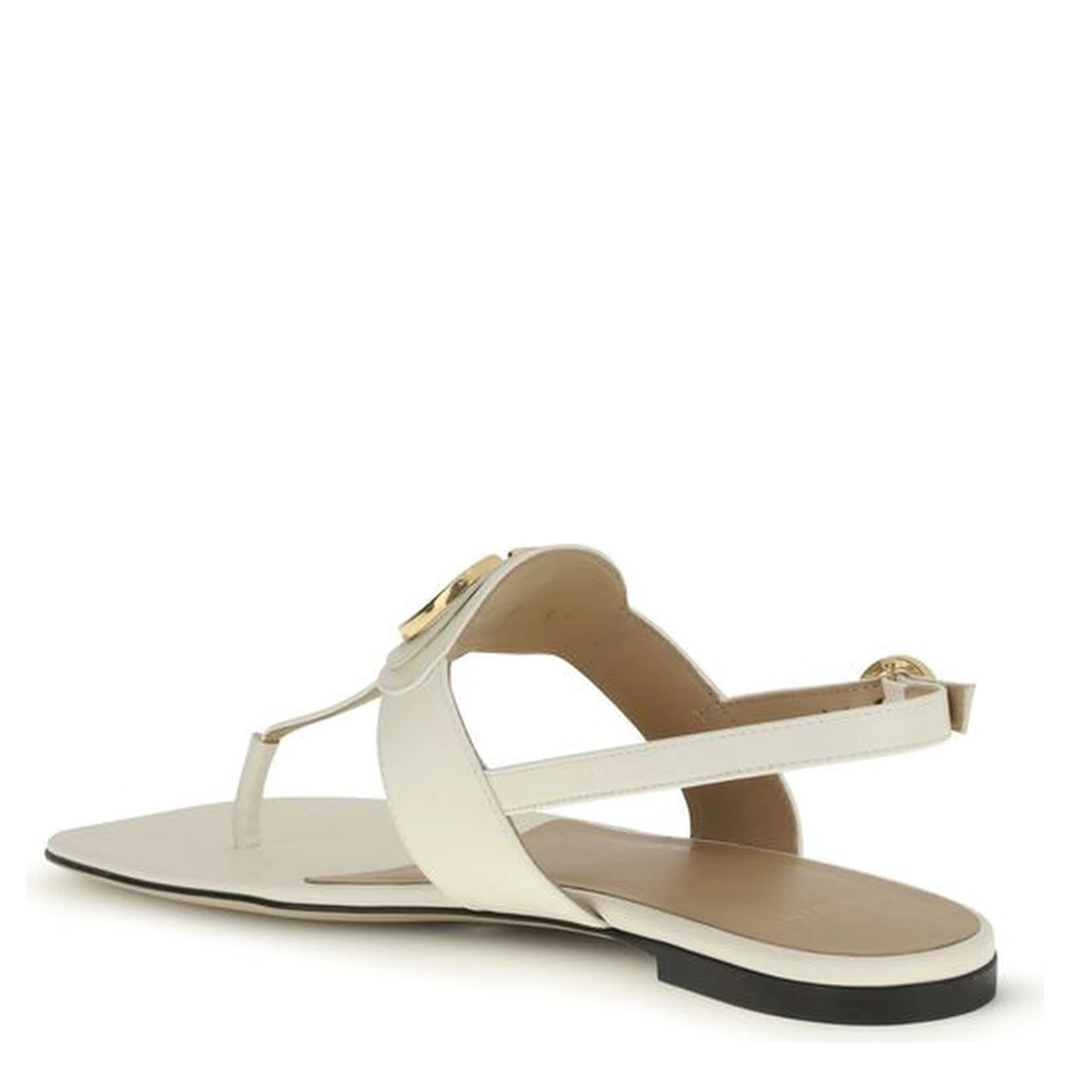 Cream Calf Leather Bos Taurus Flat Sandals