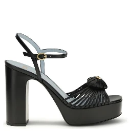 صندل بوس توروس ذو نعل سميك من جلد العجل الأسود