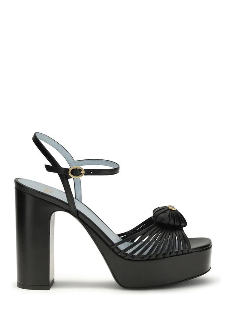 Black Calf Leather Bos Taurus Platform Sandals