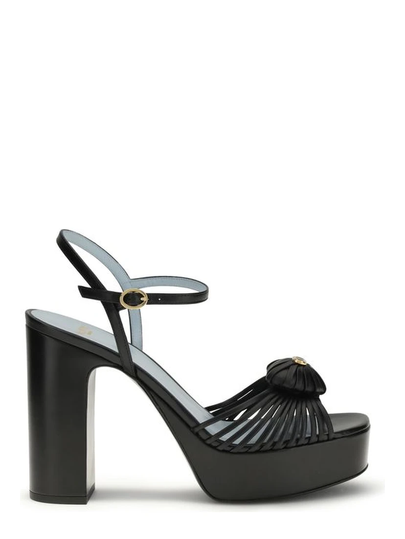 Black Calf Leather Bos Taurus Platform Sandals